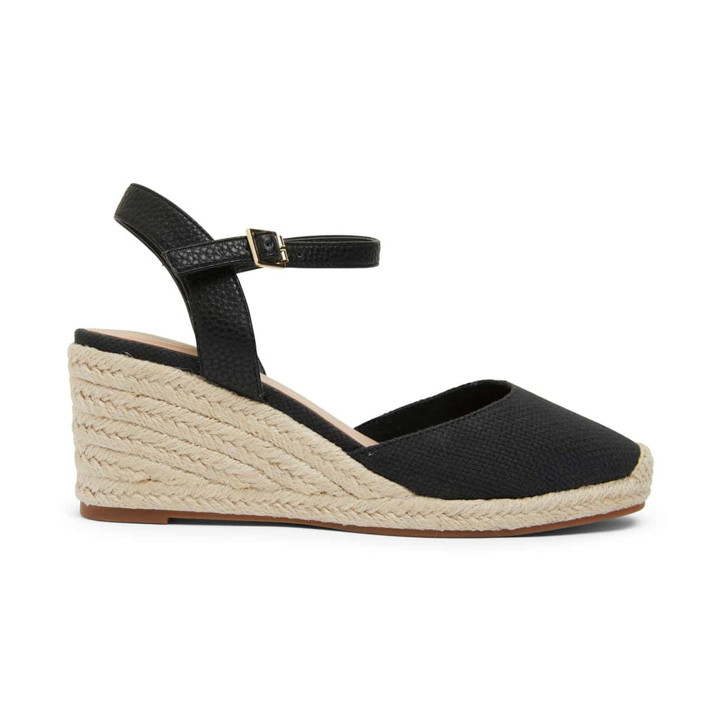 Santos Espadrille in Black Fabric | Easy Steps | Shoe HQ