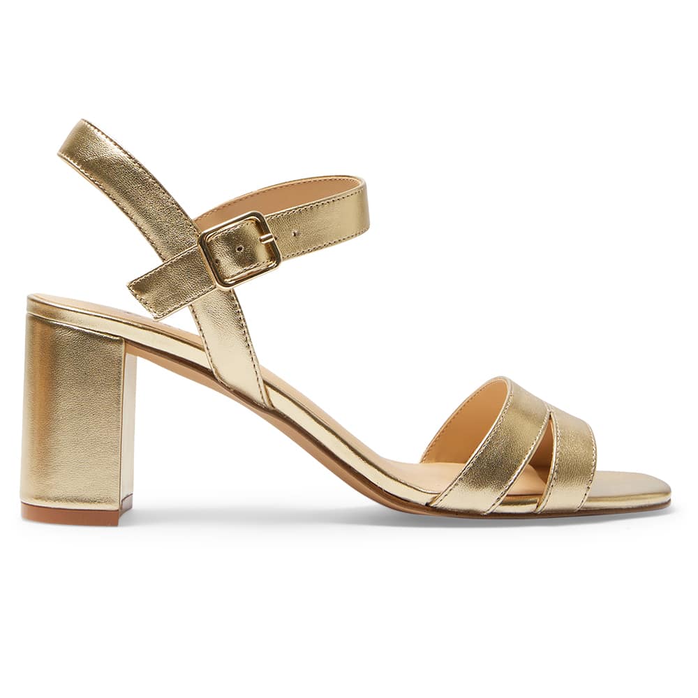 Utopia Heel in Soft Gold Leather