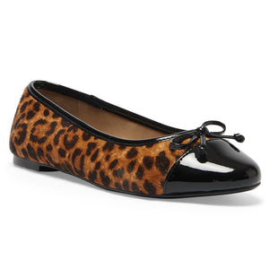 Jane Debster Fifi Flat in Black Patent/animal Leather