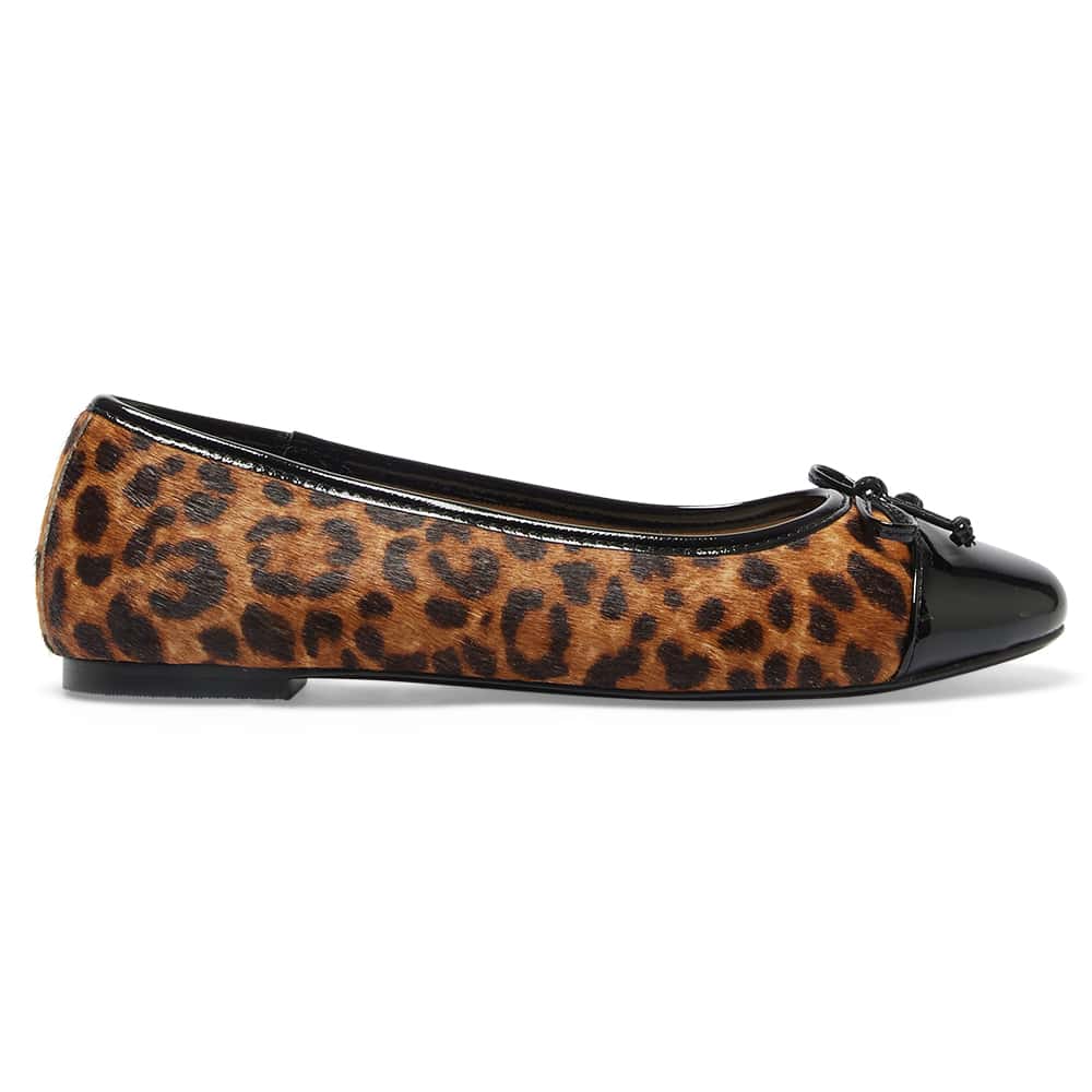 Fifi Flat in Black Patent/animal Leather