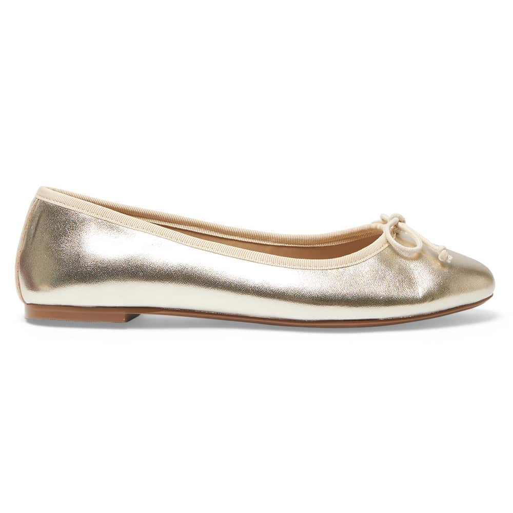 Fonteyn Flat in Gold Metallic Leather