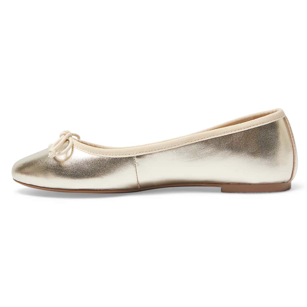 Fonteyn Flat in Gold Metallic Leather