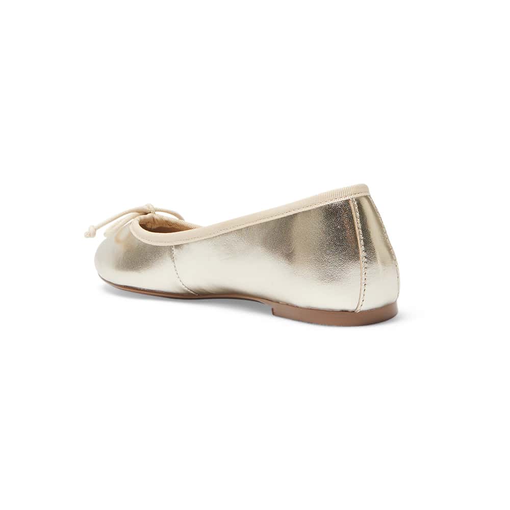 Fonteyn Flat in Gold Metallic Leather