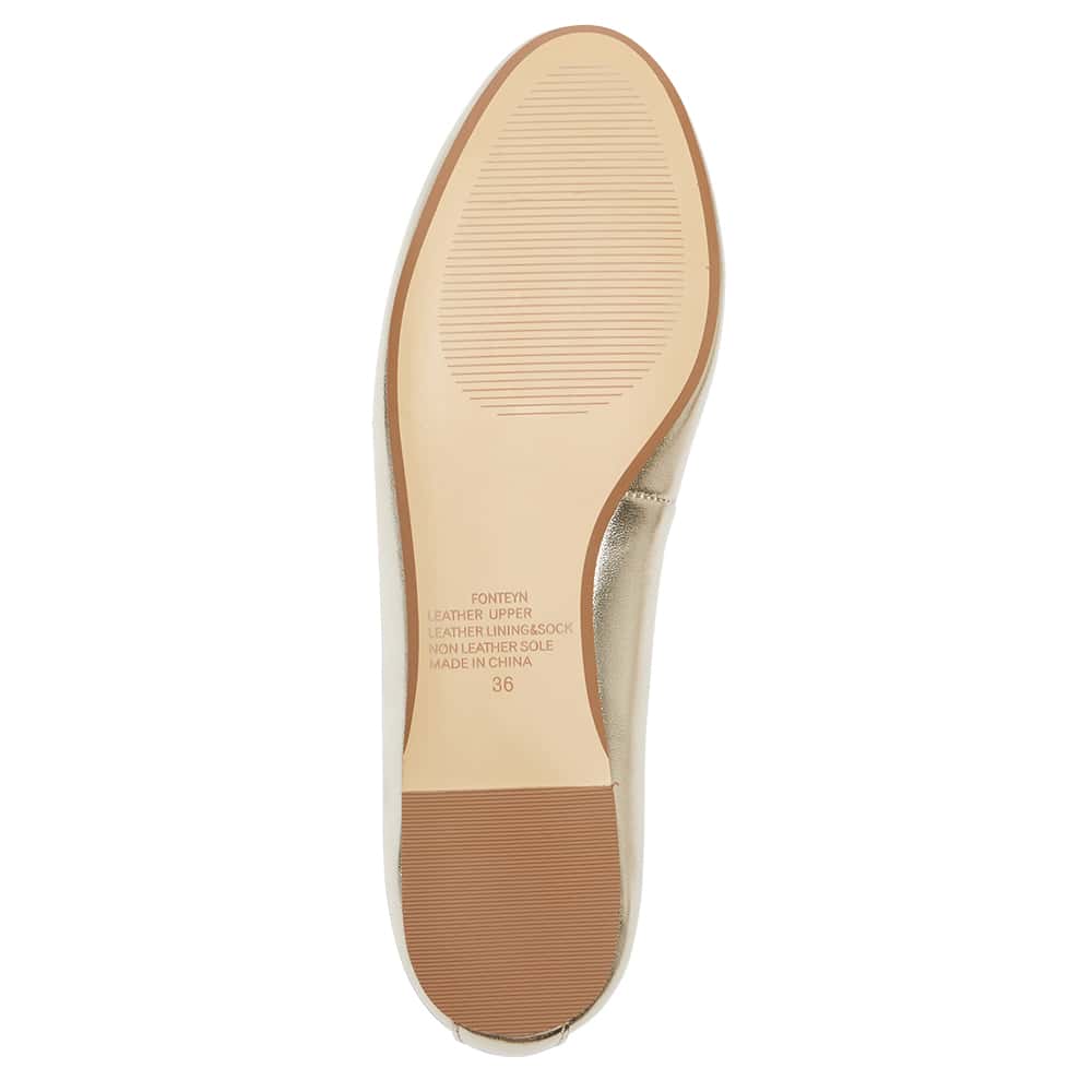 Fonteyn Flat in Gold Metallic Leather