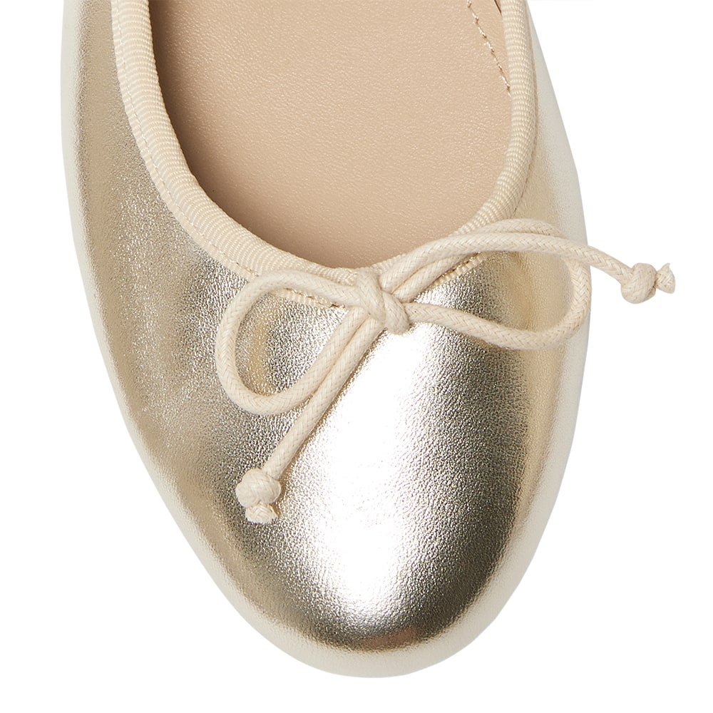 Fonteyn Flat in Gold Metallic Leather