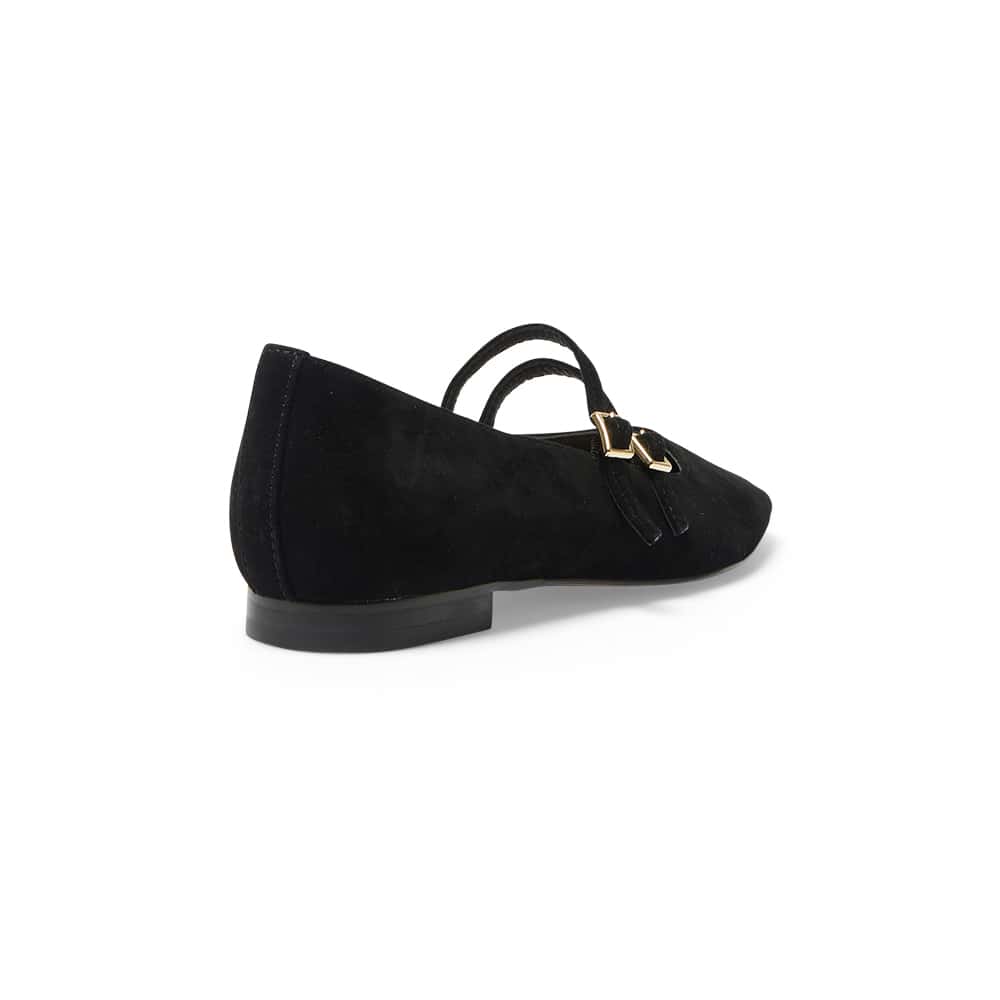 Freda Flat in Black Suede