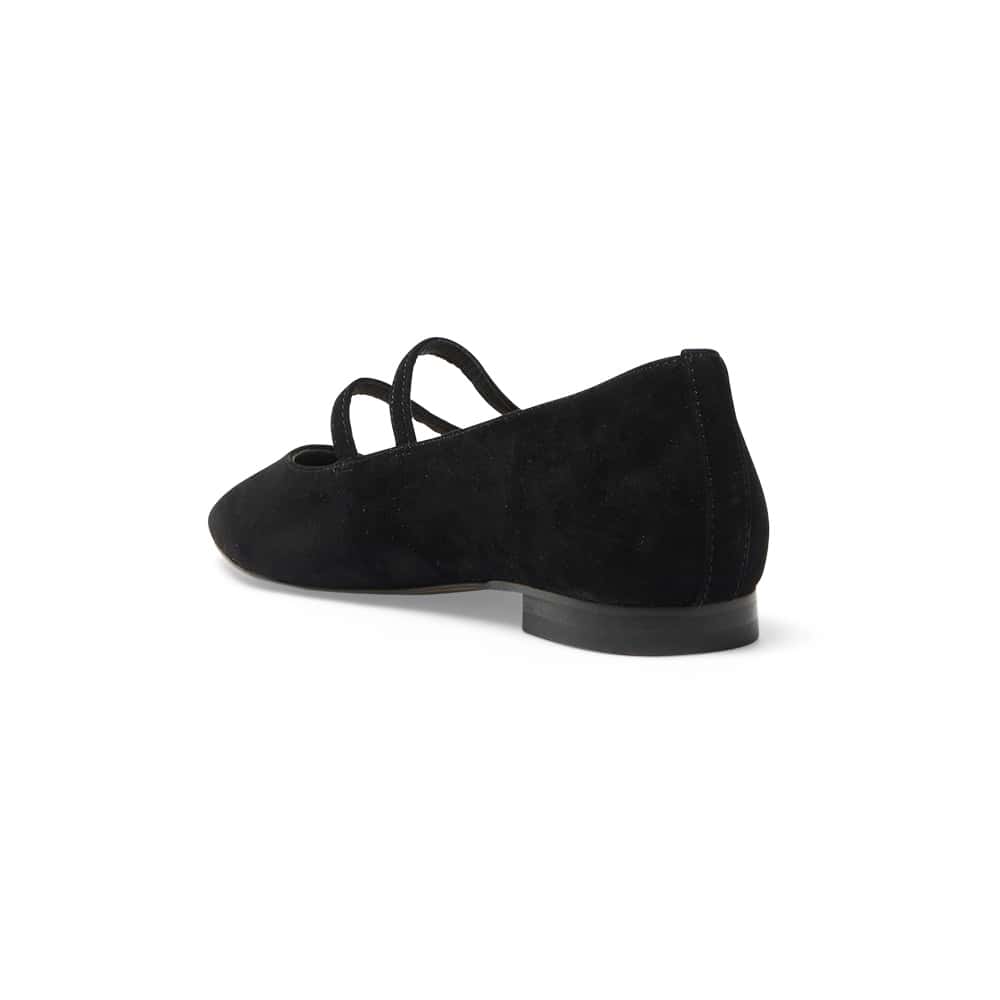 Freda Flat in Black Suede