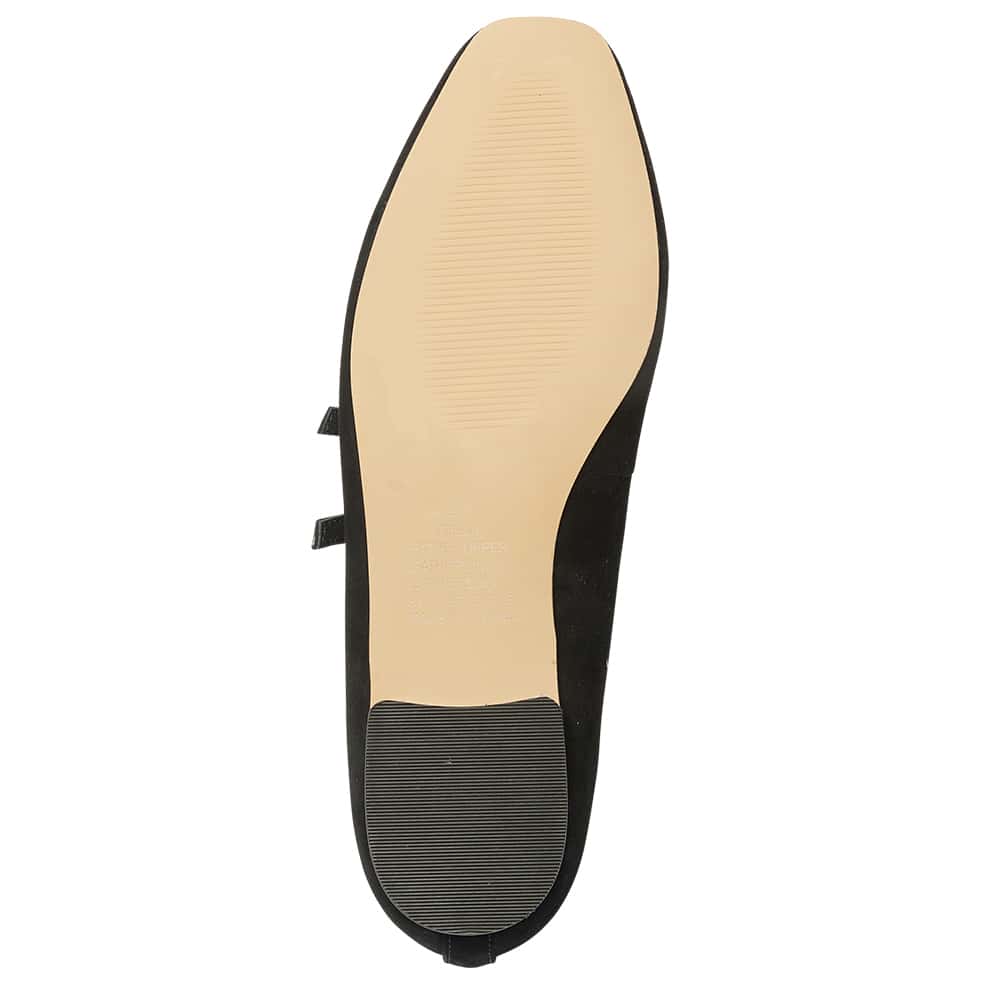 Freda Flat in Black Suede