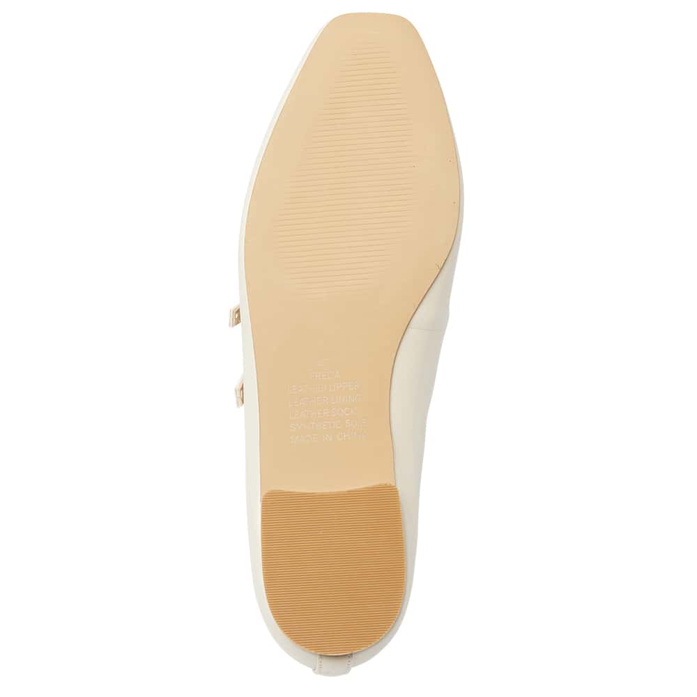 Freda Flat in Ivory Leather