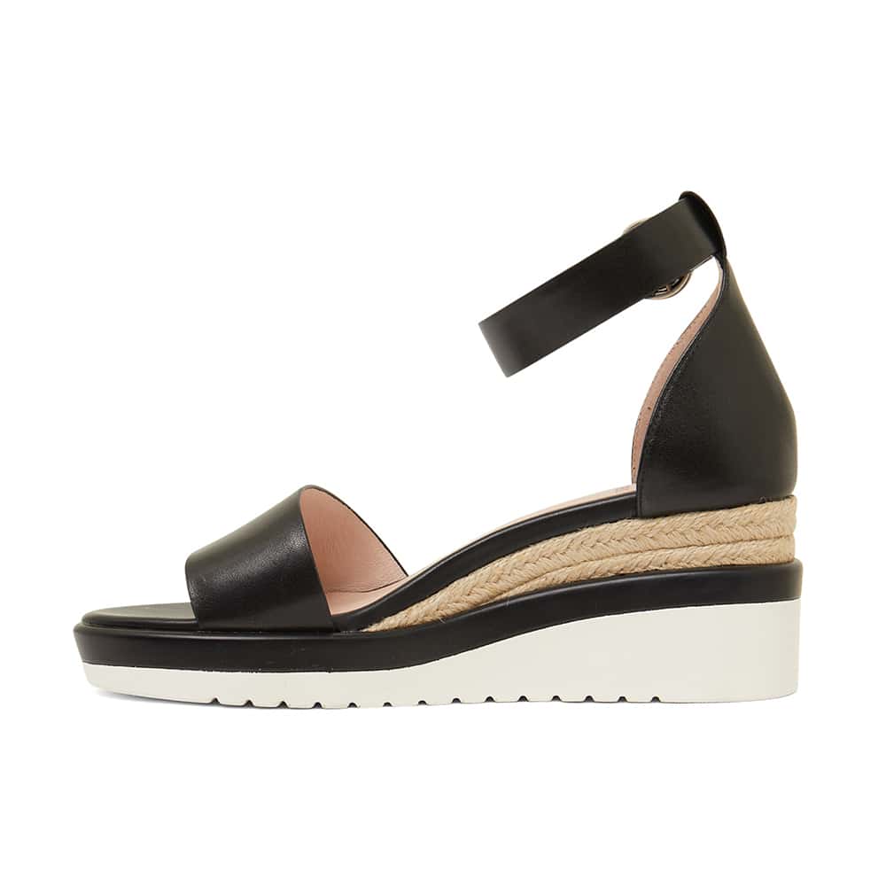 Idaho Espadrille in Black Leather