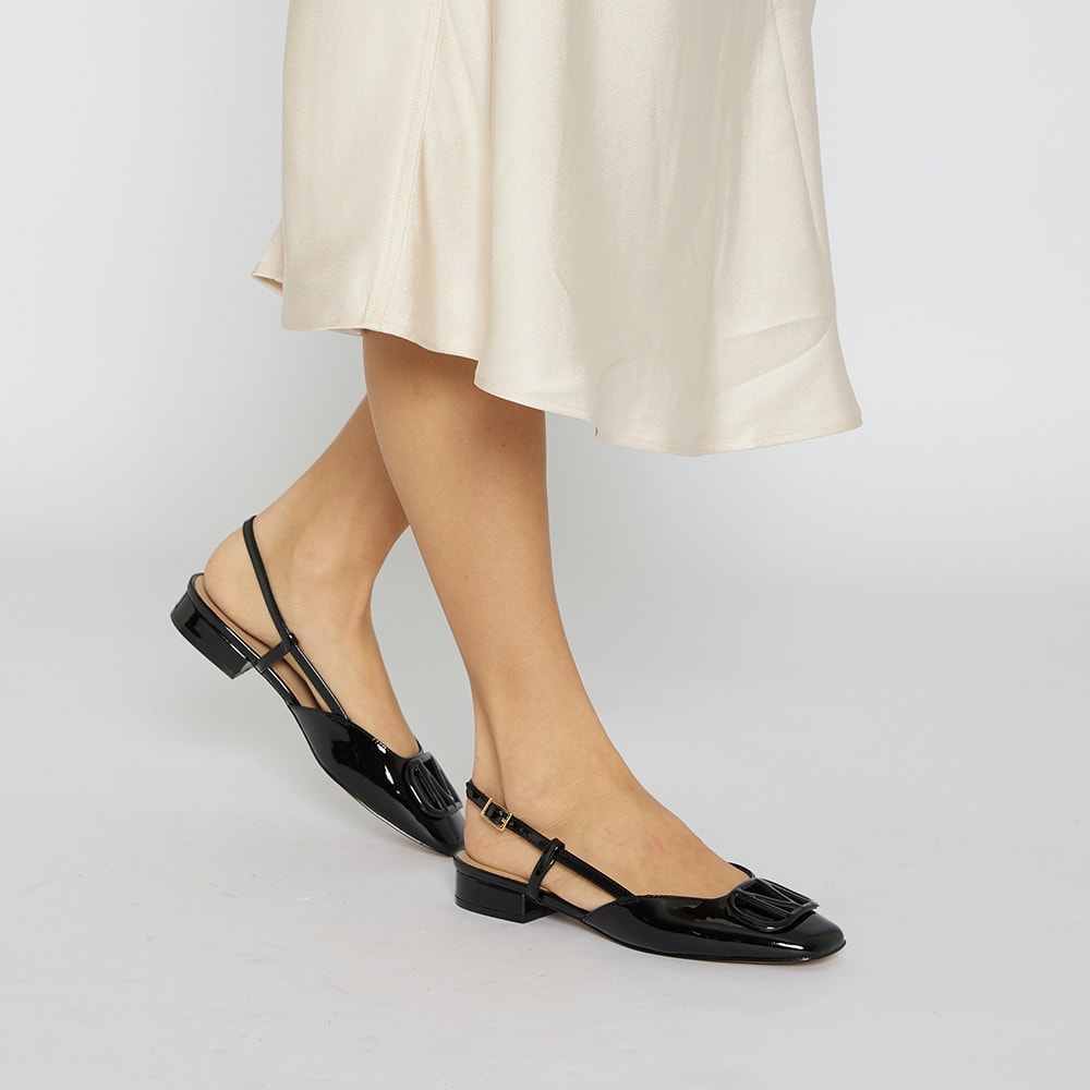 Jasmine Flat in Black Patent