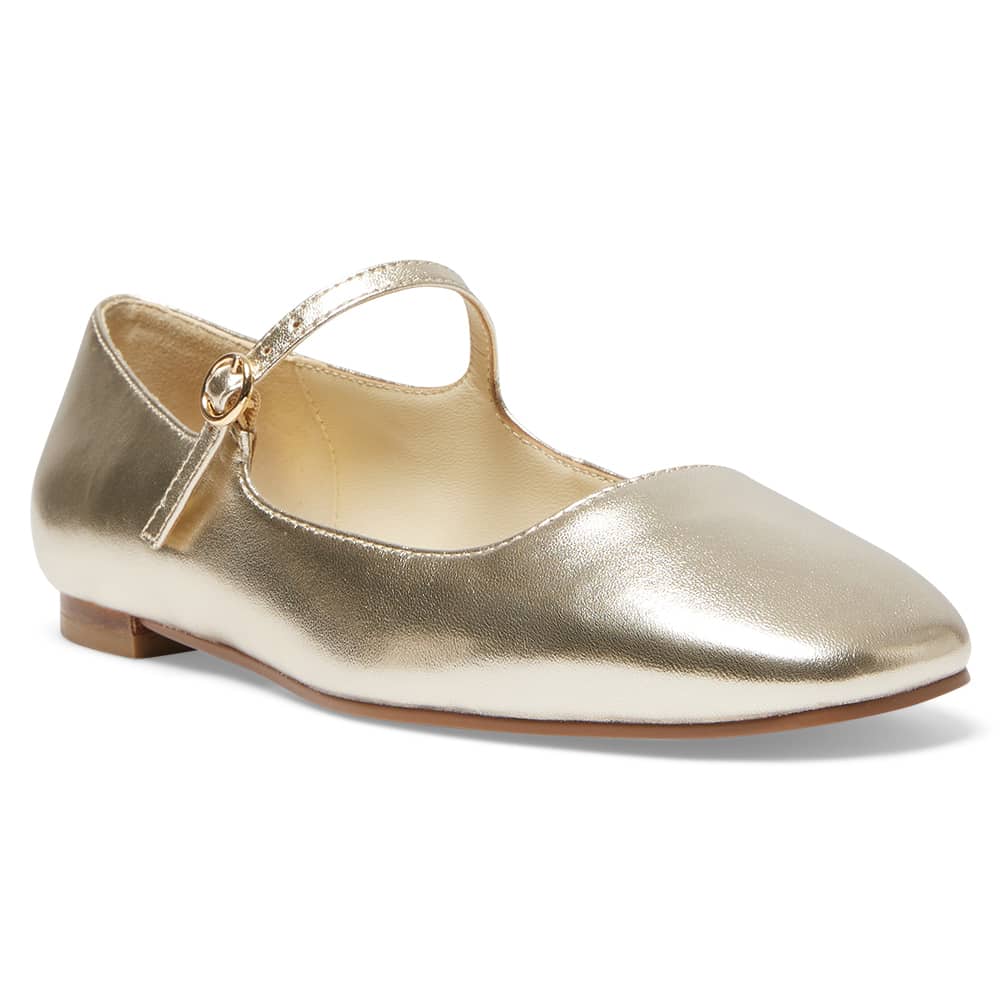 Tottie Flat in Gold Leather