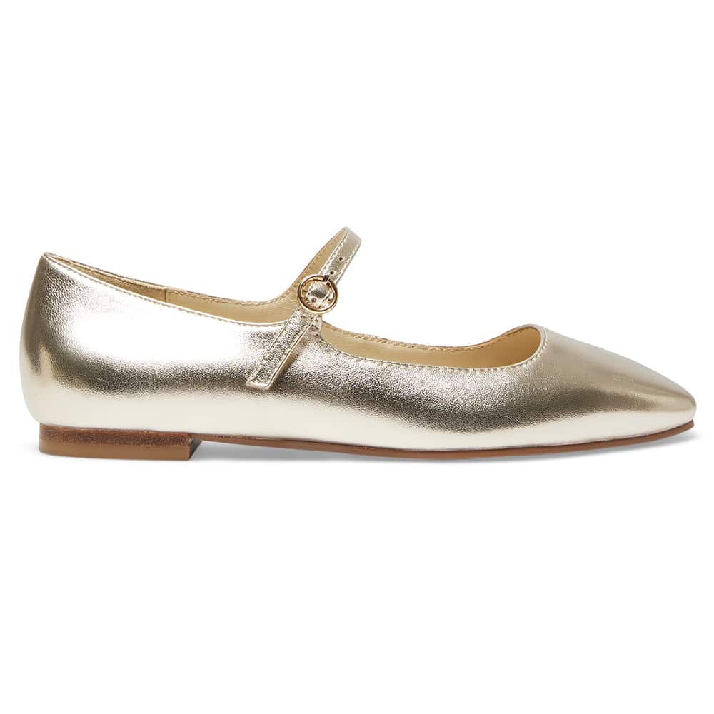 Tottie Flat in Gold Leather