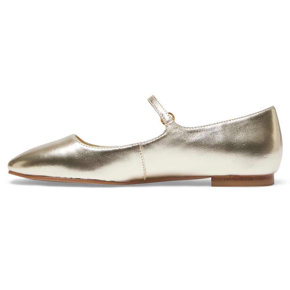 Tottie Flat in Gold Leather