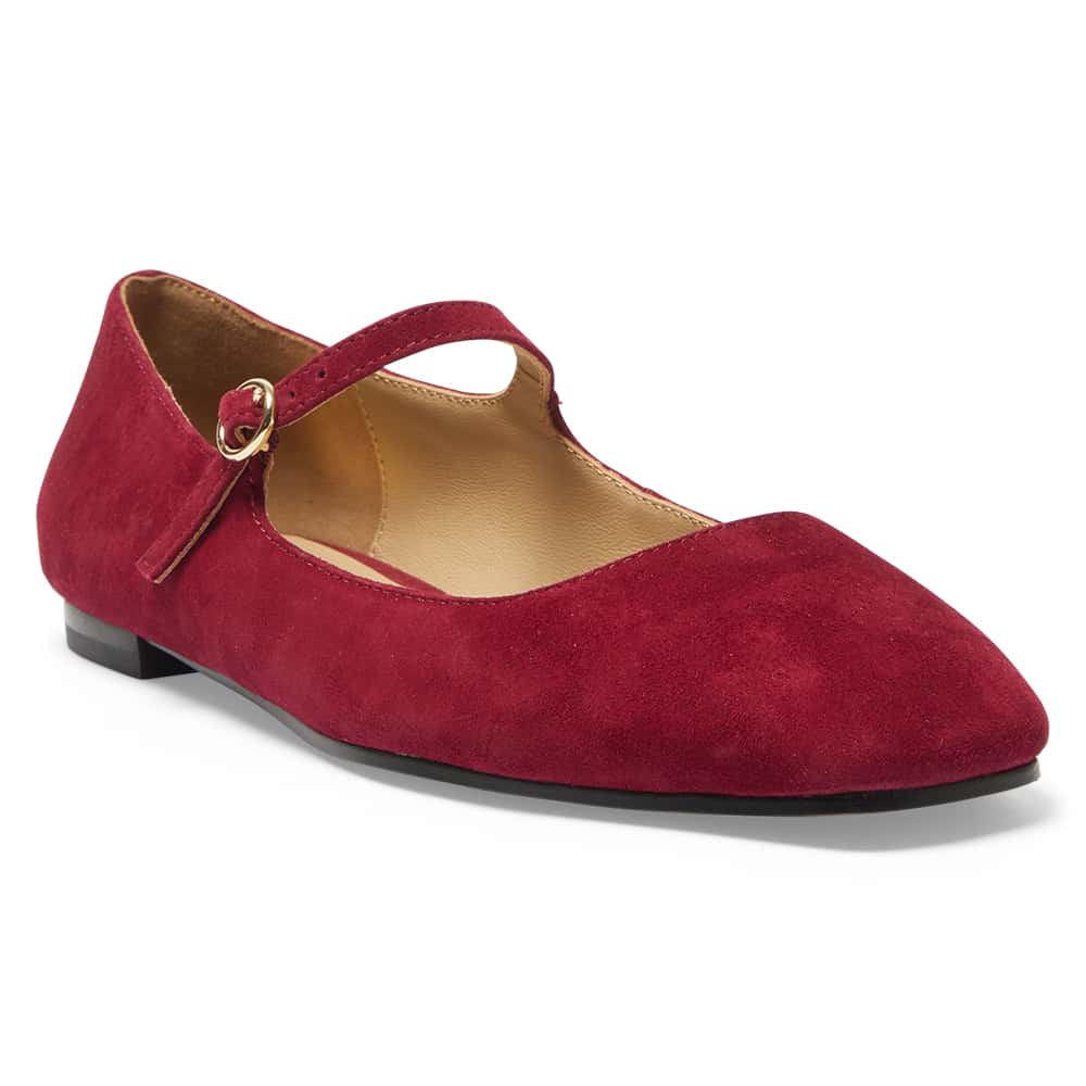 Tottie Flat in Wine Suede Suede