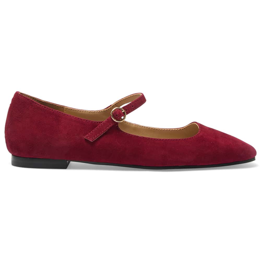 Tottie Flat in Wine Suede Suede