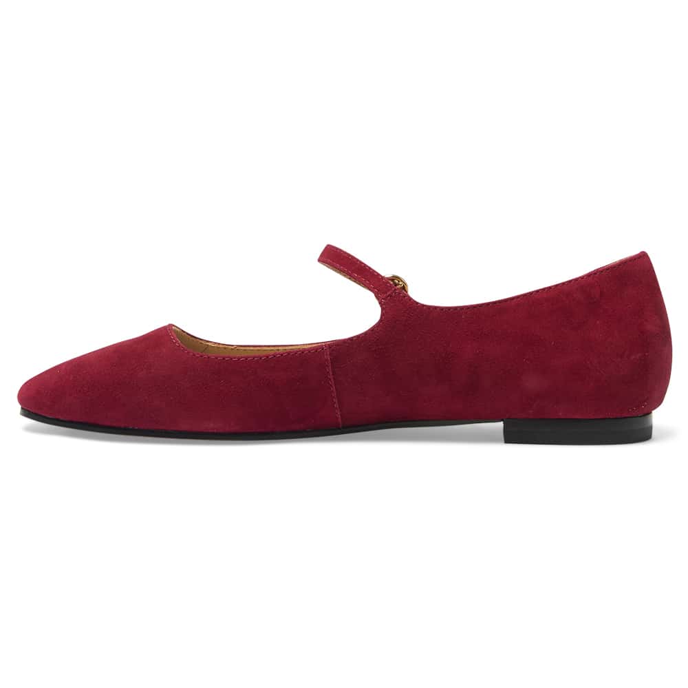 Tottie Flat in Wine Suede Suede