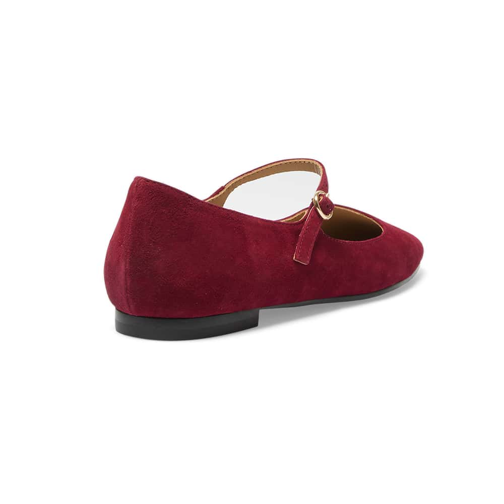 Tottie Flat in Wine Suede Suede