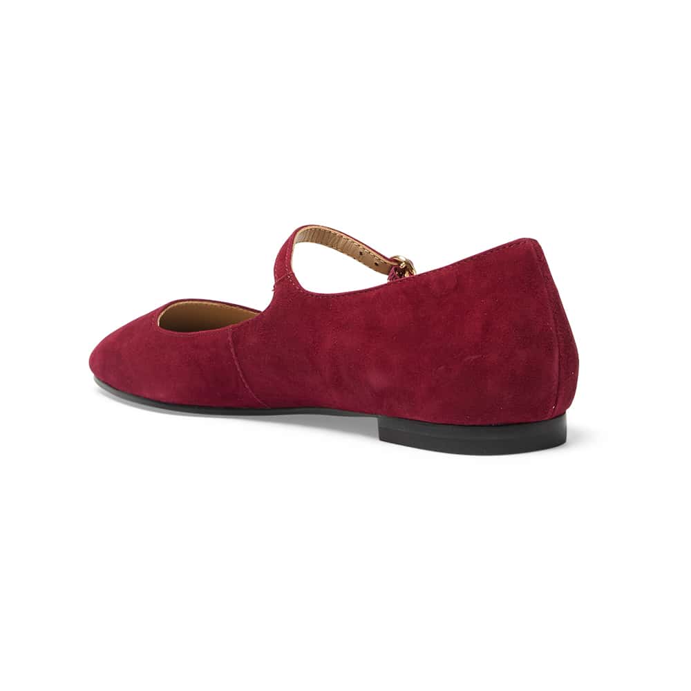 Tottie Flat in Wine Suede Suede