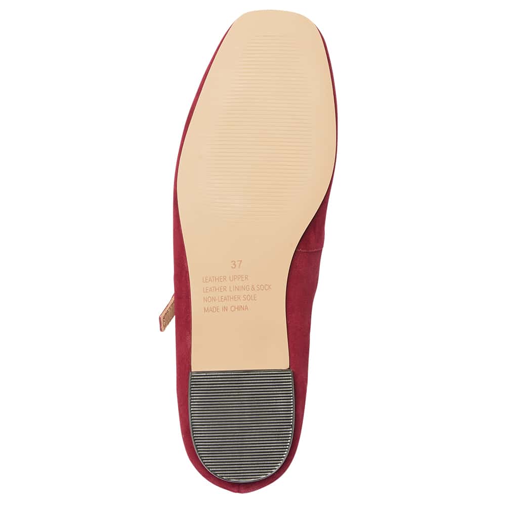 Tottie Flat in Wine Suede Suede