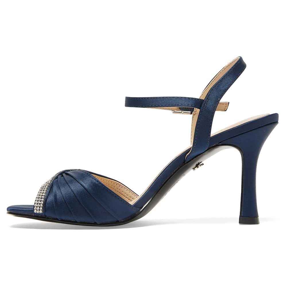 Agnes Heel in Navy Satin