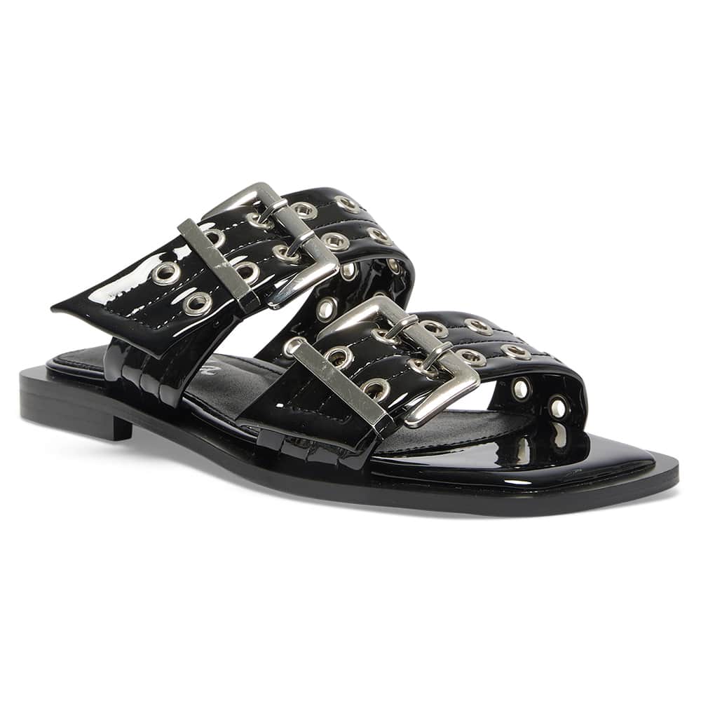 Fonda Slide in Black Patent