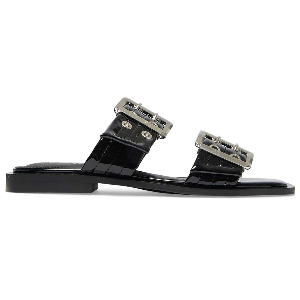 Fonda Slide in Black Patent