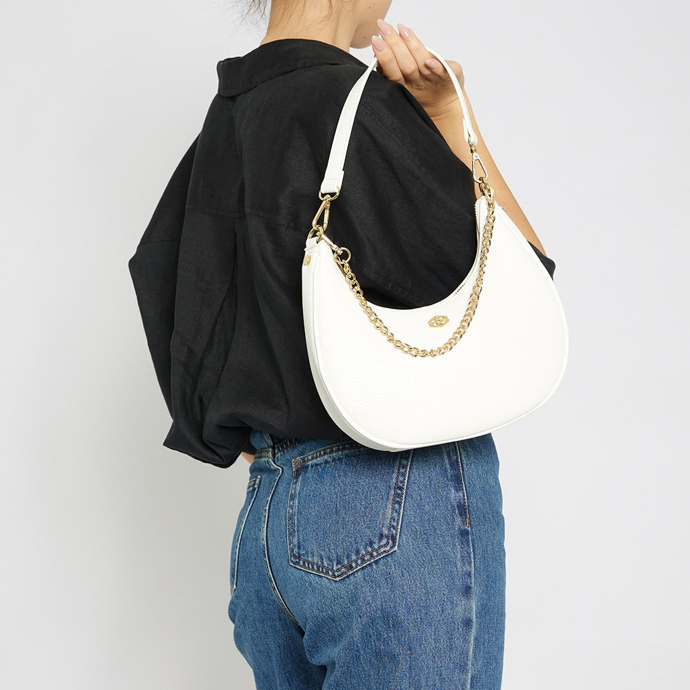 Julia Handbag in White Pebble