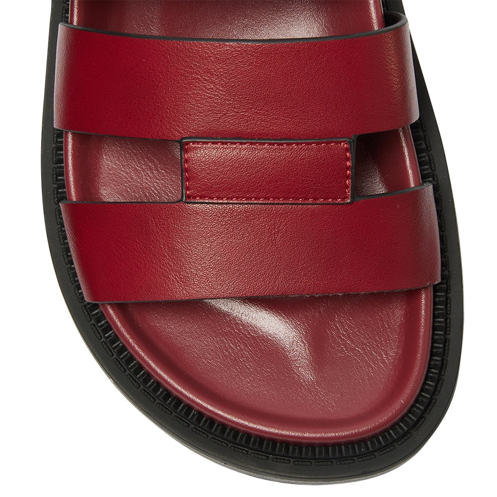 Balmoral Sandal in Red Smooth