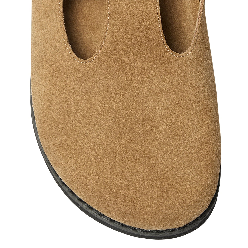 Farah Flat in Taupe Suede