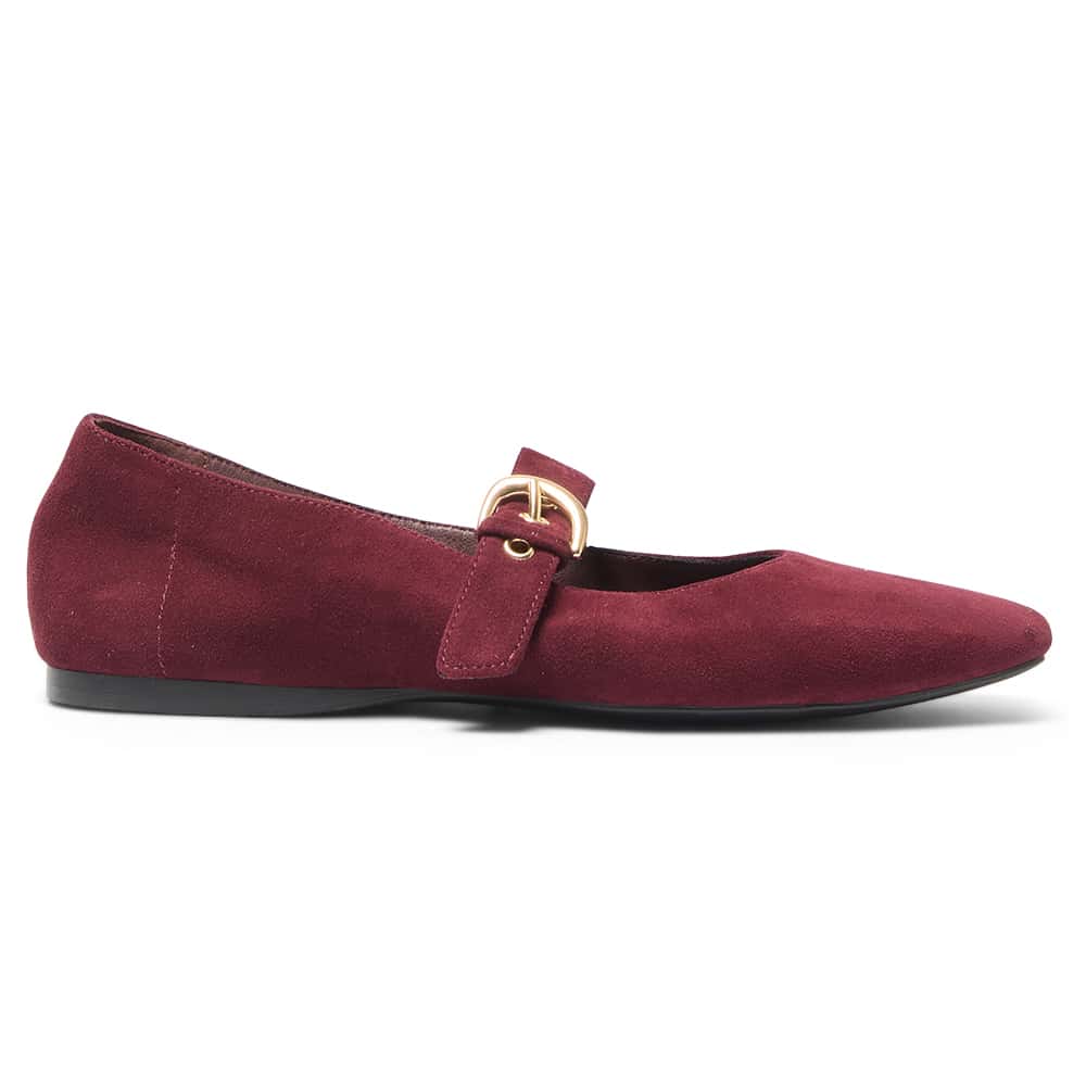 Melrose Flat in Wine Suede Suede