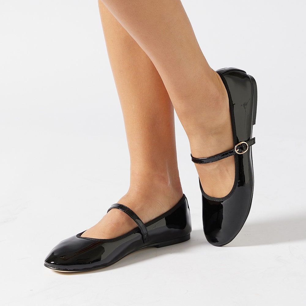 Molly Flat in Black Patent