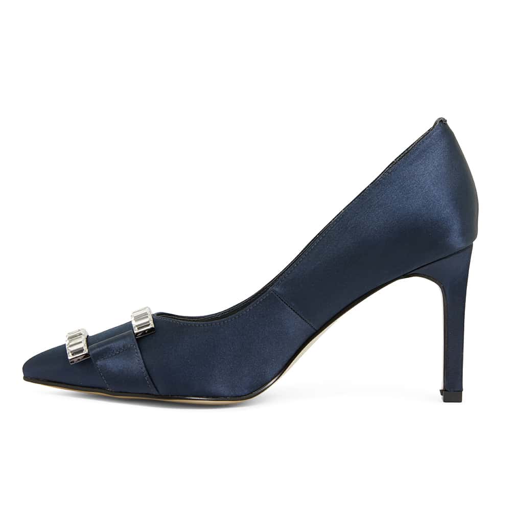 Ruby Heel in Navy Satin | Alan Pinkus | Shoe HQ