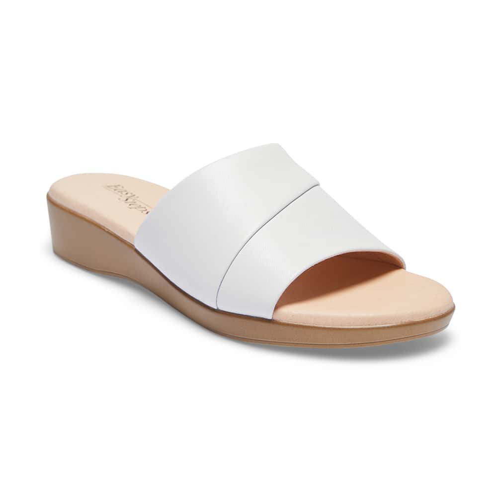 Ellen Slide in White Leather | Easy Steps | Shoe HQ