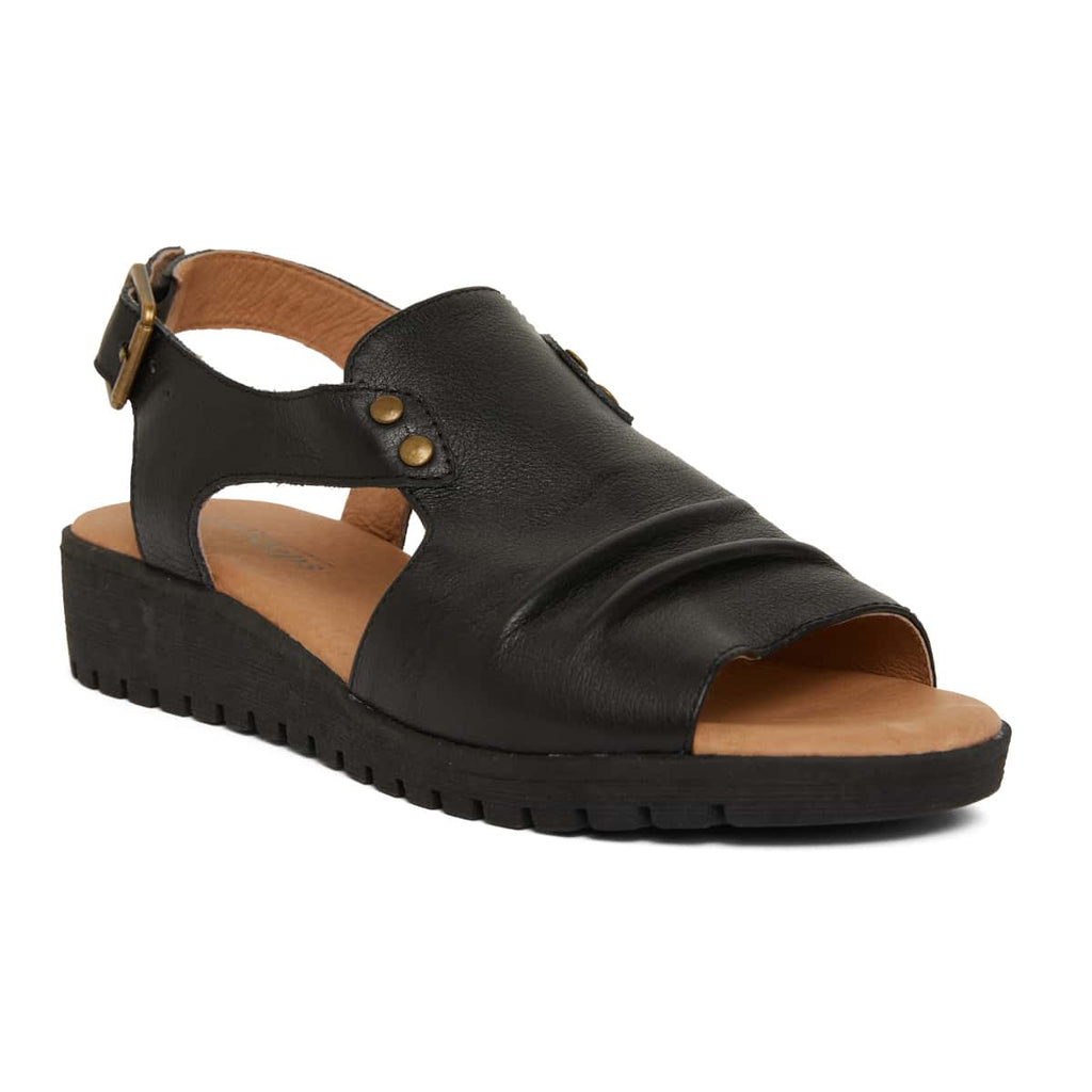 Gelato Sandal in Black Leather | Easy Steps | Shoe HQ