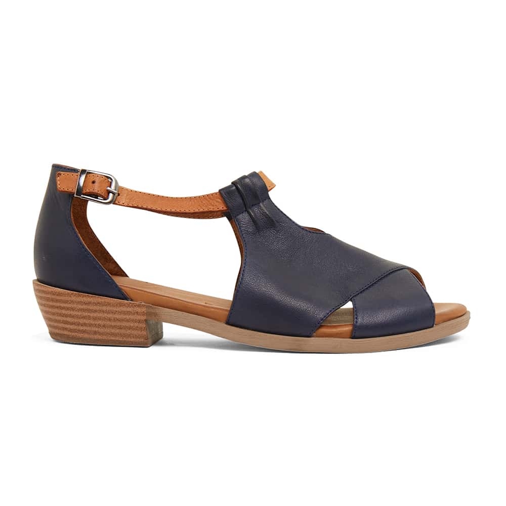 Laguna Sandal in Navy & Cognac Leather | Easy Steps | Shoe HQ