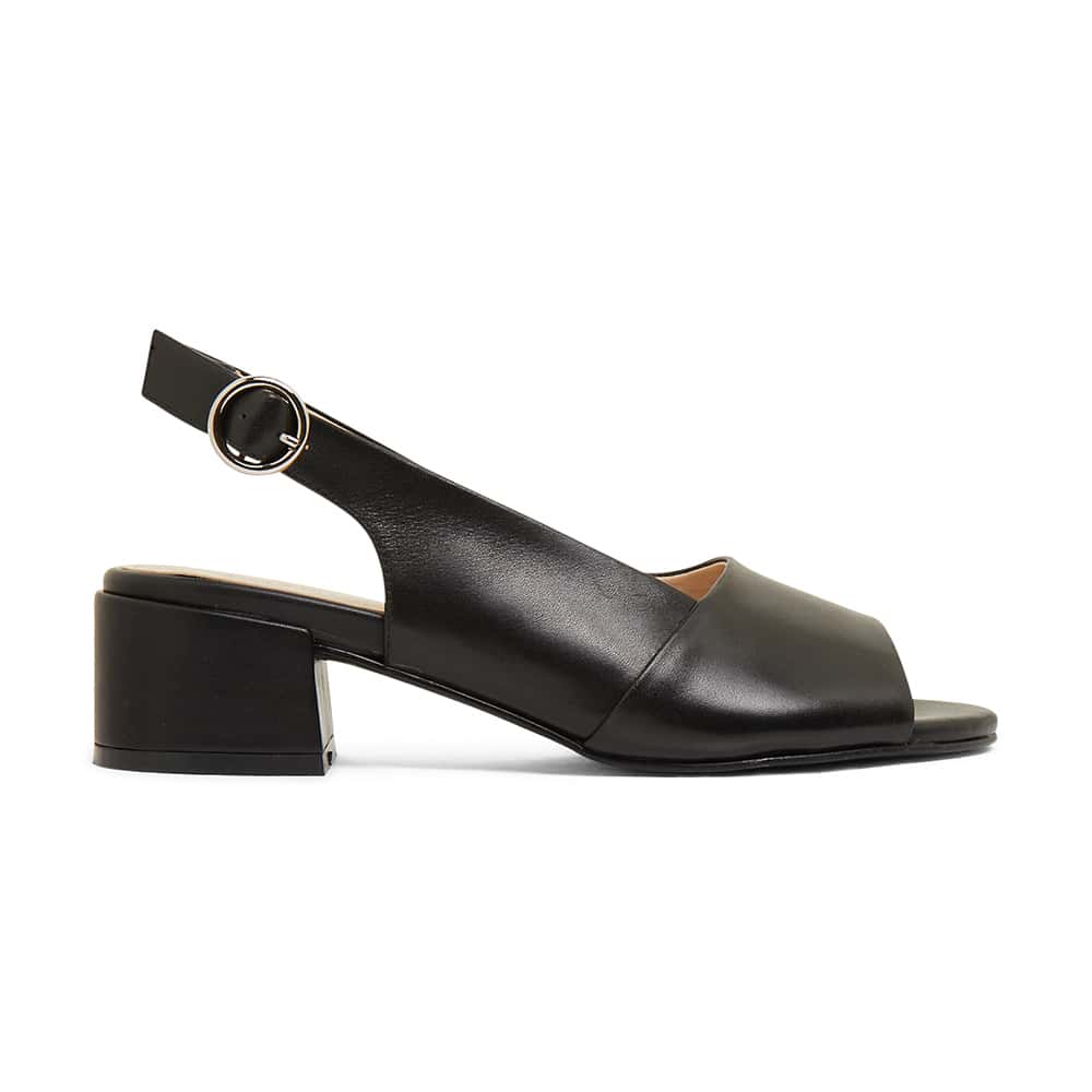 Macy Heel in Black Leather