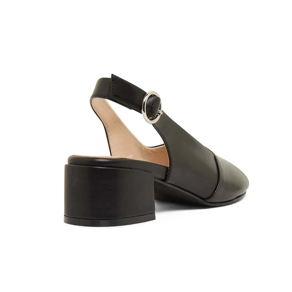 Macy Heel in Black Leather