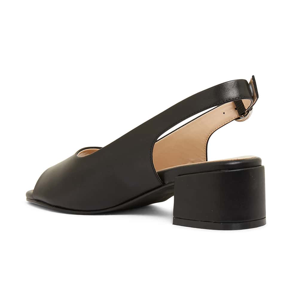 Macy Heel in Black Leather