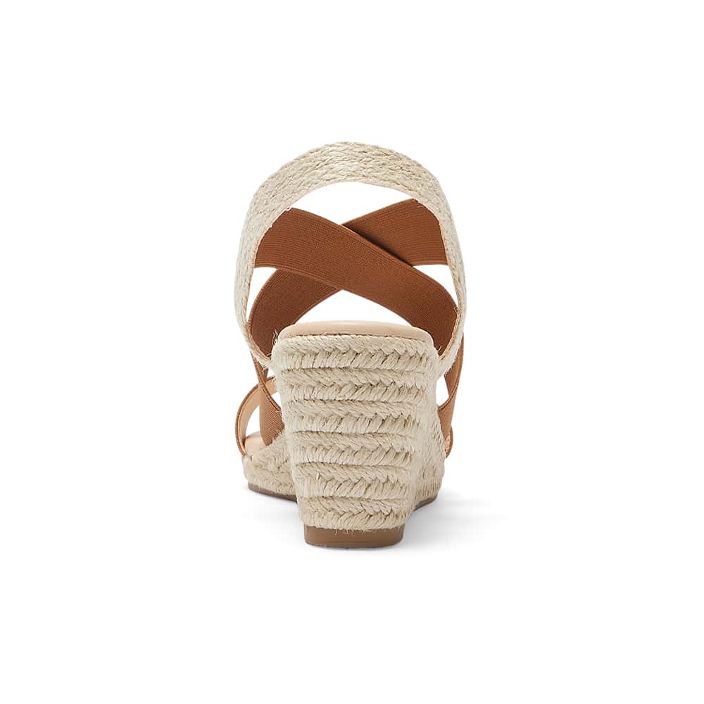 Selina Wedge in Tan Elastic Fabric