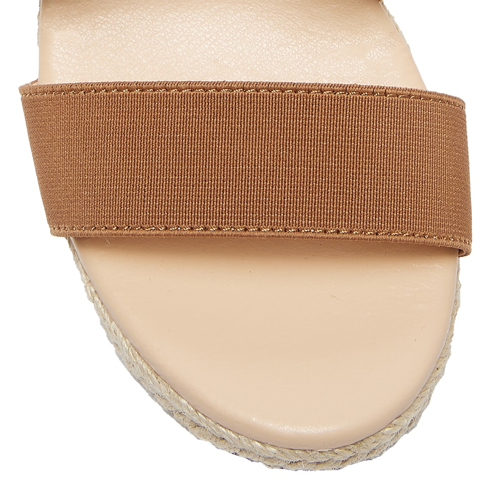 Selina Wedge in Tan Elastic Fabric