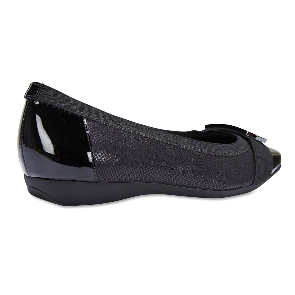 Tamsin Flat in Black Smooth | Easy Steps | Shoe HQ