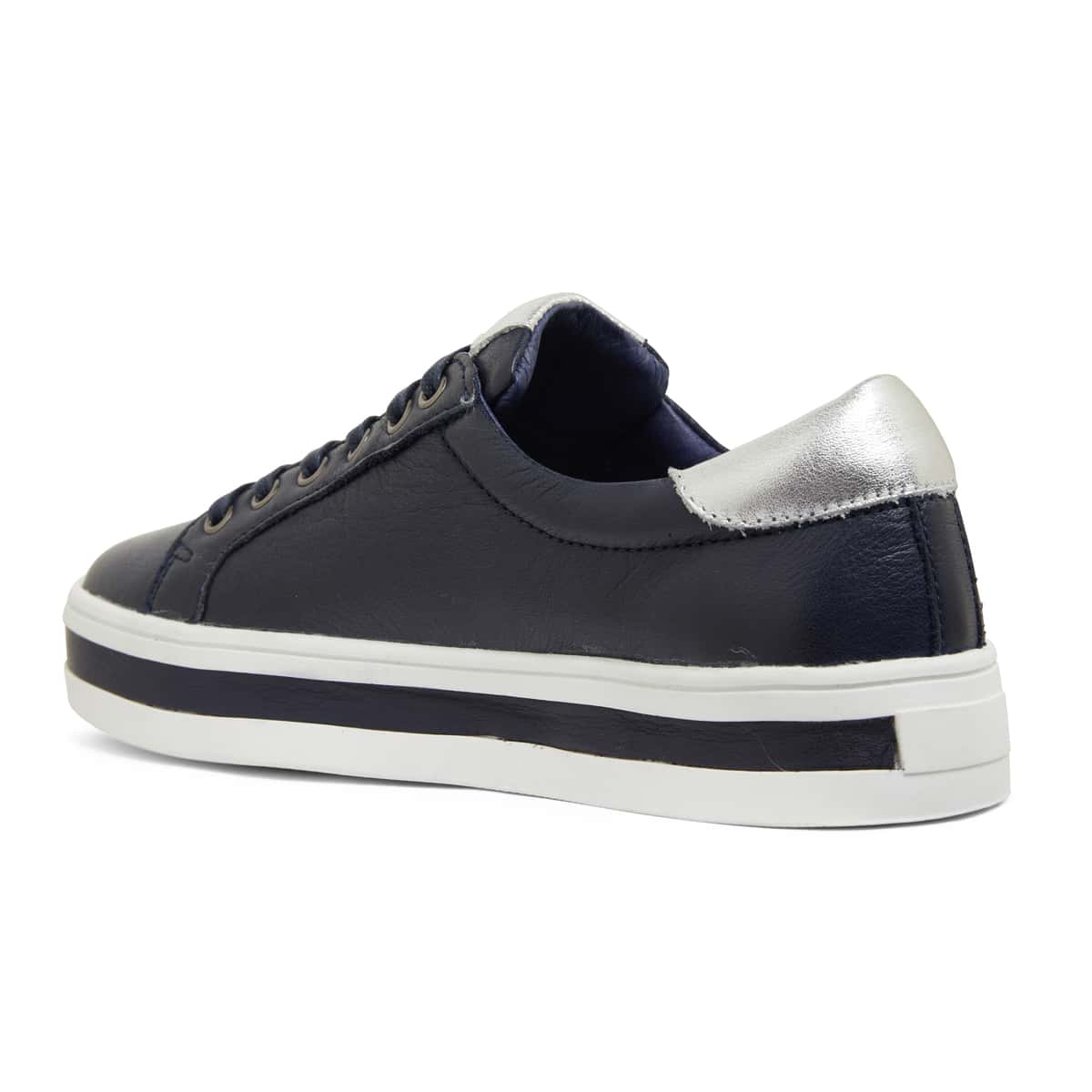 Ultra Sneaker in Navy & Silver Leather | Easy Steps | Shoe HQ