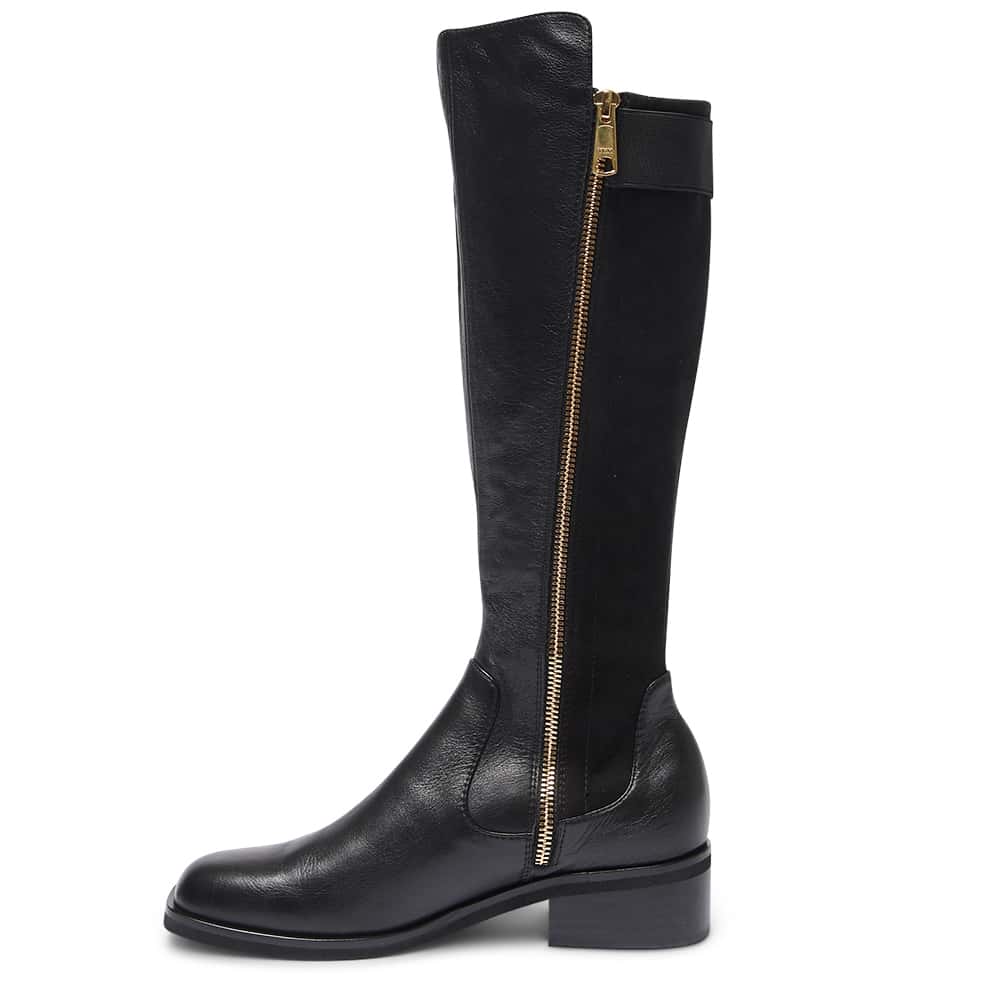 Cavalier Boot in Black Leather Jane Debster Shoe HQ