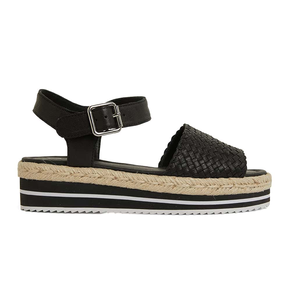 Debbie Sandal in Black Weave Leather