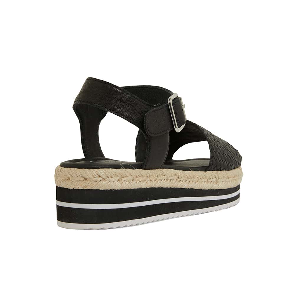 Debbie Sandal in Black Weave Leather