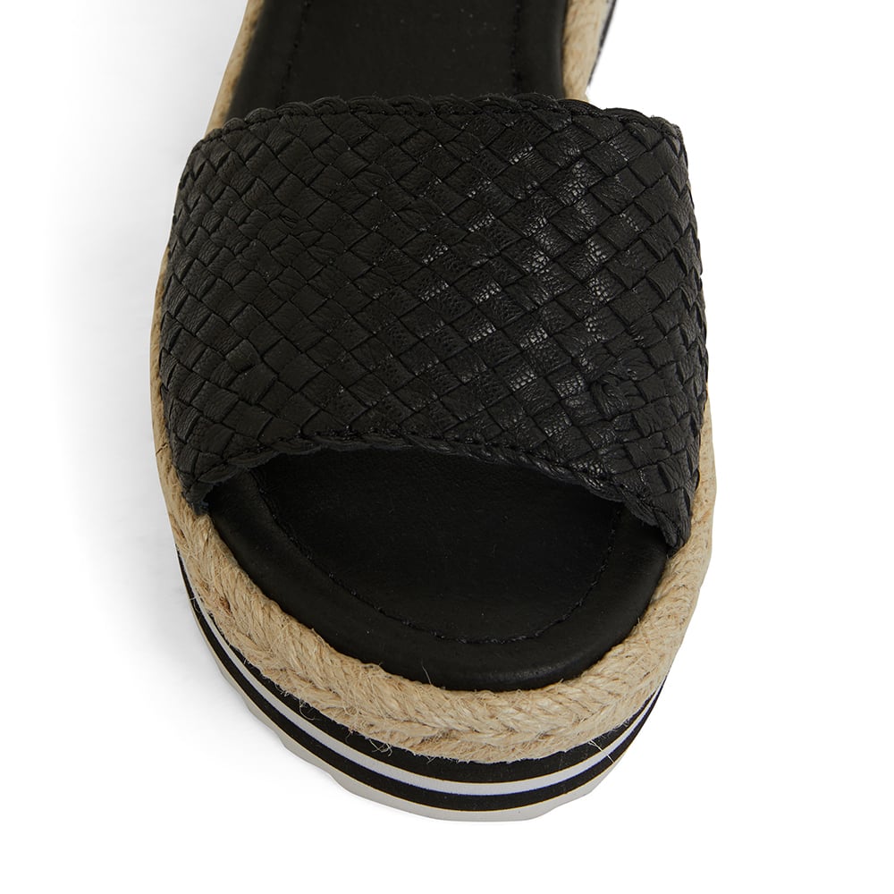 Debbie Sandal in Black Weave Leather