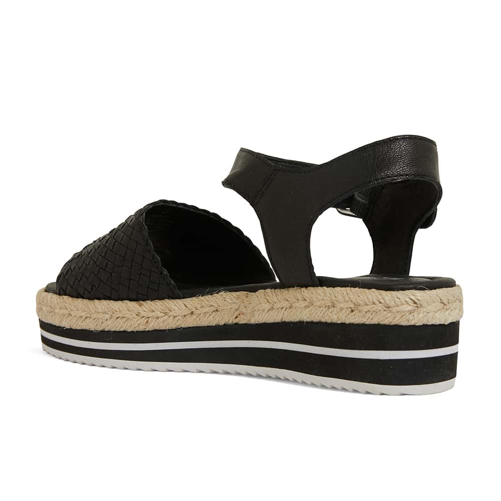 Debbie Sandal in Black Weave Leather