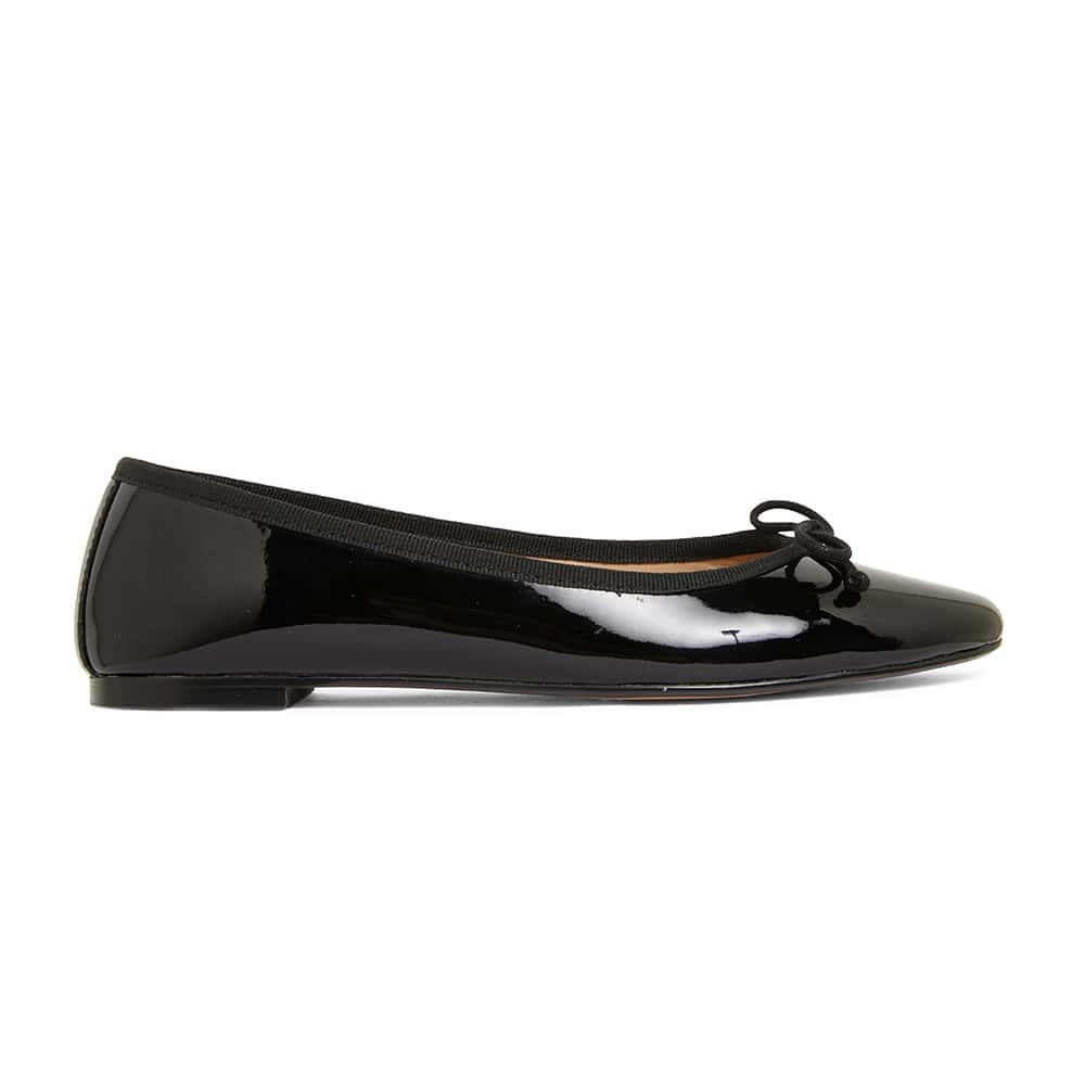 Fonteyn Flat in Black Patent | Jane Debster | Shoe HQ