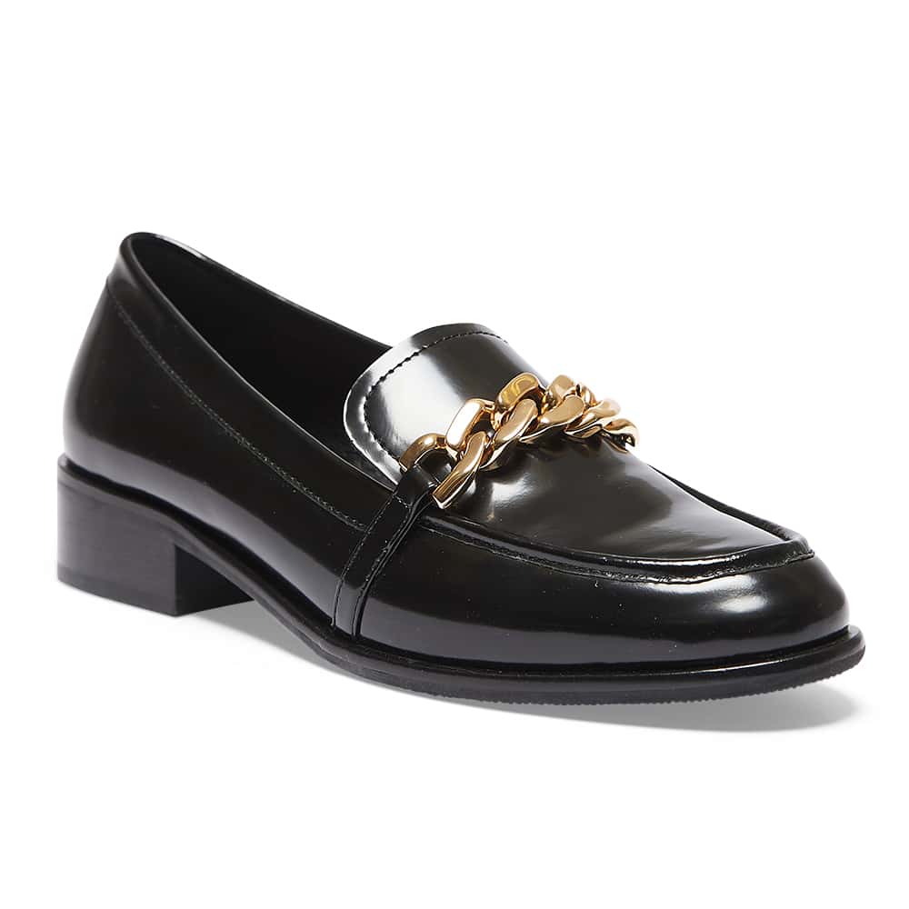 Kate Loafer In Black Hi Shine Leather Jane Debster Shoe Hq